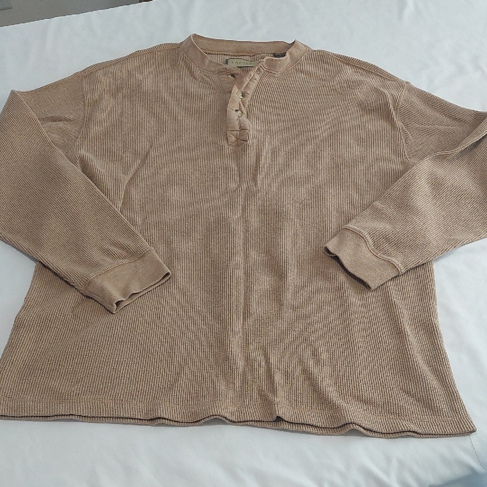 NATURAL LIFE Brown Waffle Knit Top.Size L Warm And Cozy .